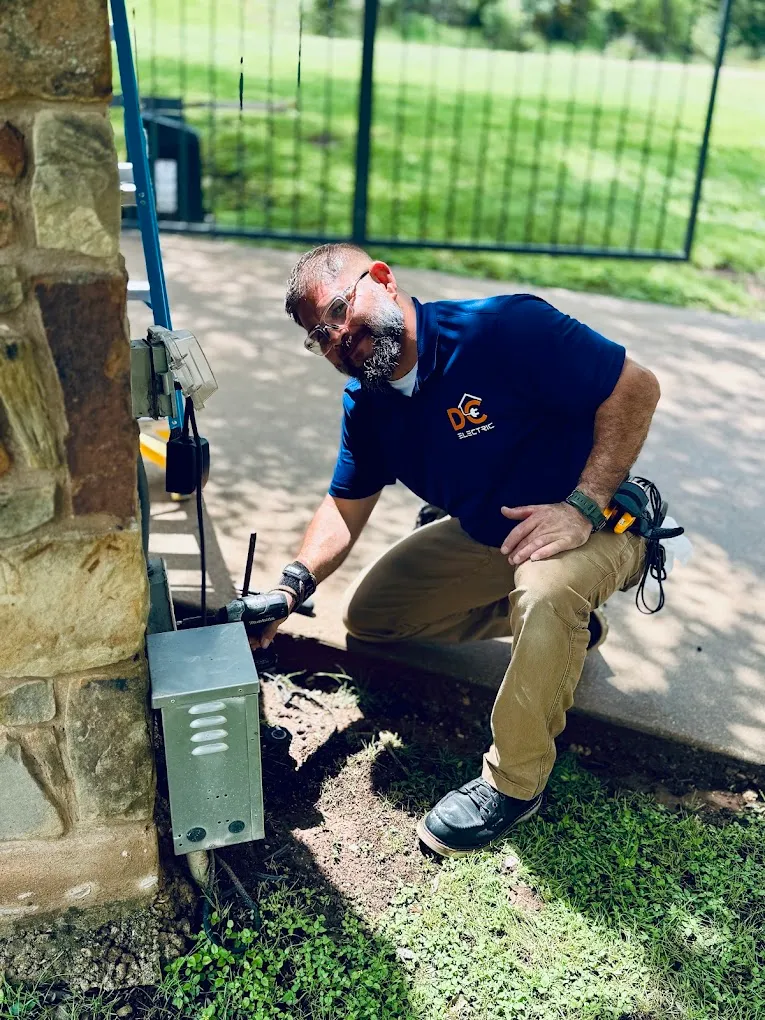 Anthony repairing gate lights